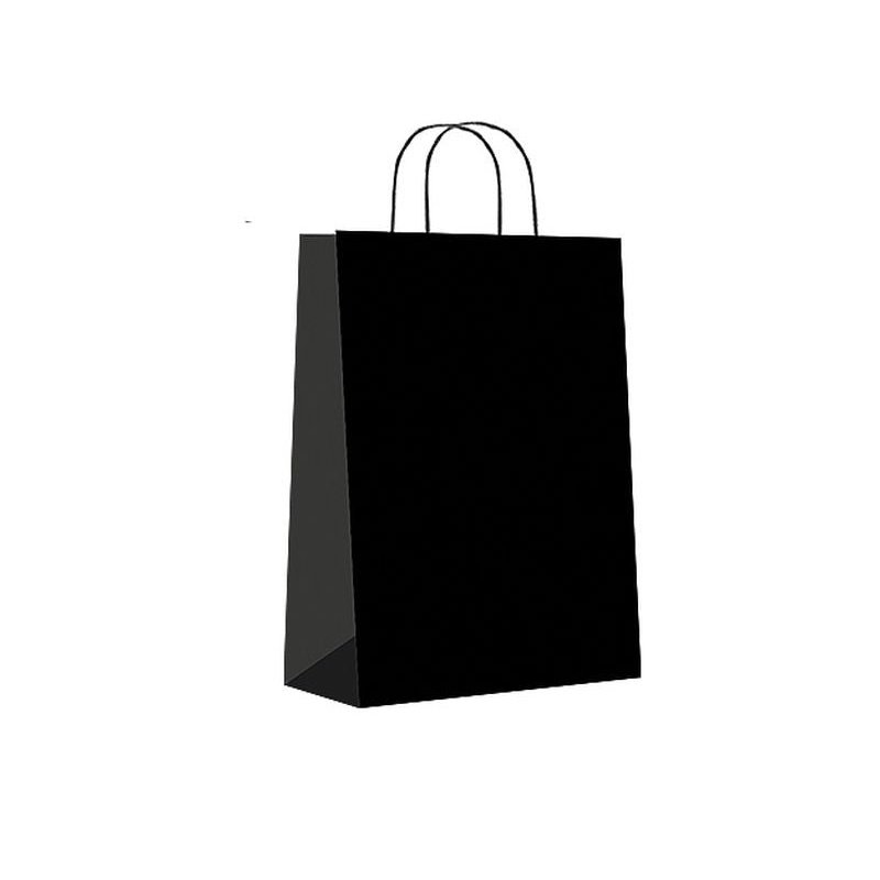 Sin Marca - Paq.25 bolsas papel asa retorcida formato s 24+10x32cm 90gr negro 02004027