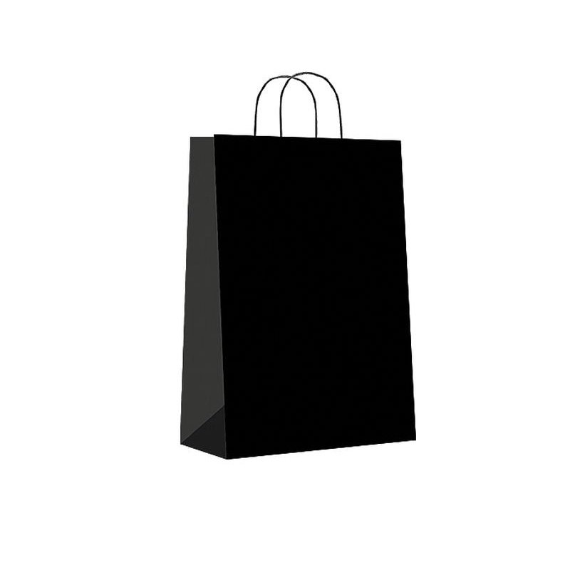 Sin Marca - Paq.25 bolsas papel asa retorcida formato m 27+12x37cm 90gr negro 02004037