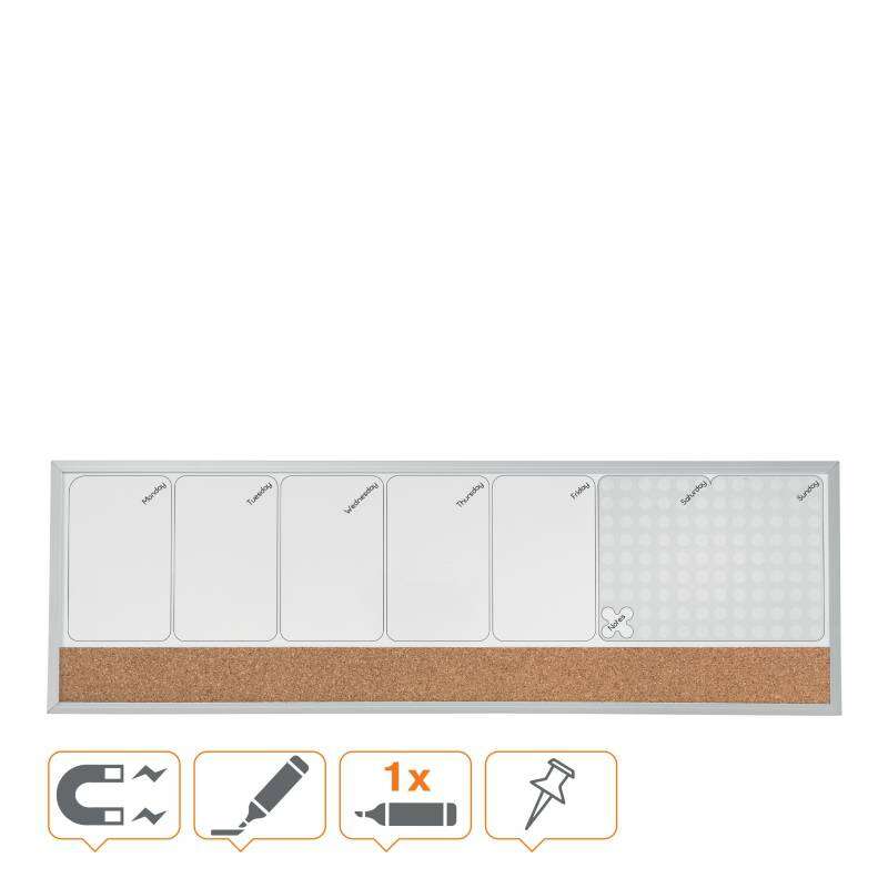 Nobo - ORGANIZADOR SEMANAL MAGNETICO+TABLERO CORCHO HORIZONTAL 585x190MM NOBO 1903780