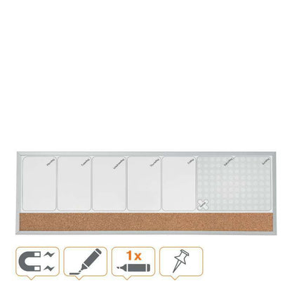 Nobo - ORGANIZADOR SEMANAL MAGNETICO+TABLERO CORCHO HORIZONTAL 585x190MM NOBO 1903780