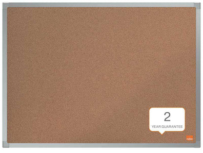 Nobo Essence Tablero de Anuncios de Corcho 600x450mm - Montaje en Esquinas - Superficie de Corcho - Marco de Aluminio Anodizado - Color Natural 1 pieza(s)