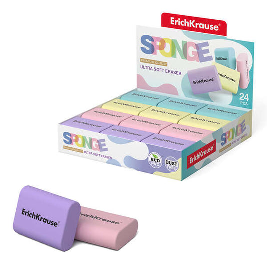 Erichkrause Sponge Goma de Borrar - Borrador Super Suave - Forma Ergonomica - Hipoalergenico Eco-Pvc - Color Blanco 24 pieza(s)