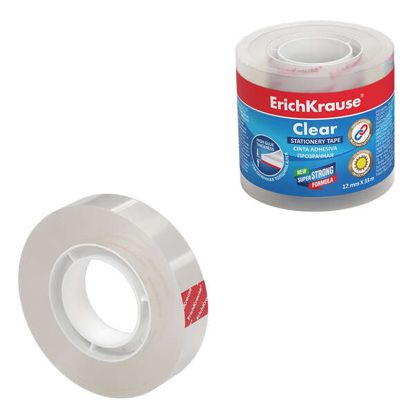 ErichKrause Cinta Adhesiva Clear - 12mmx33m - Transparente 4 pieza(s)