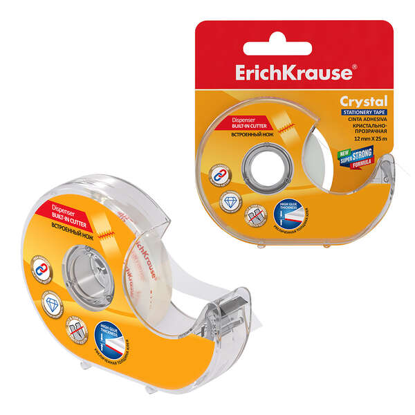 Erichkrause Cinta Adhesiva con Aplicador Crystal - 12mmx25m - Facil de Usar - Transparente 1 pieza(s)