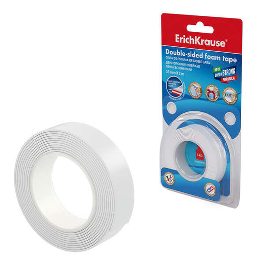 Erichkrause Cinta Adhesiva de Doble Cara a Base de Espuma - 1mmx15mmx2m - Color Transparente 1 pieza(s)