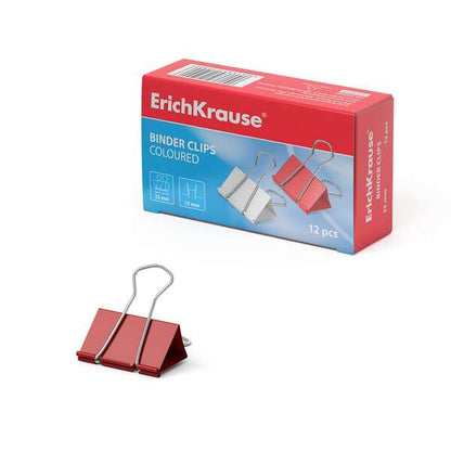 Erichkrause Pack de 12 Pinzas para Papeles 25mm - Capacidad hasta 110 hojas - Alambre de Acero de Alta Calidad - Colores Surtidos 1 pieza(s)