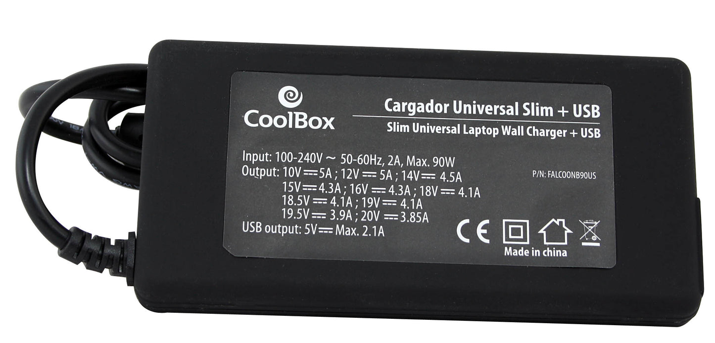 CoolBox - FALCOONB90US adaptador e inversor de corriente Interior 90 W Negro