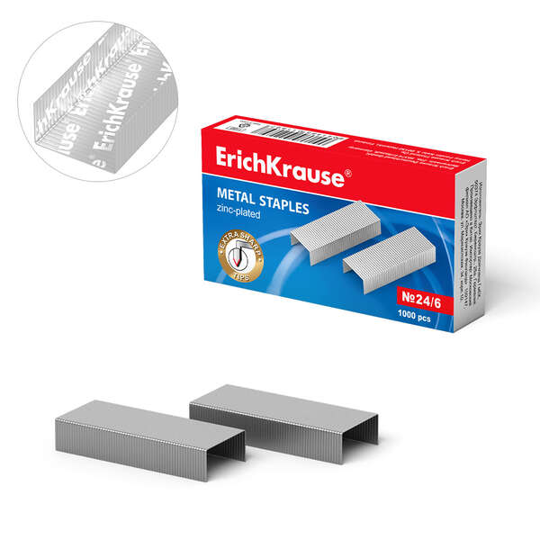 Erichkrause Caja de 1000 Grapas 24/6 Galvanizadas - Alambre de Acero - Alta Calidad - Resistente a la Corrosion 1 pieza(s)