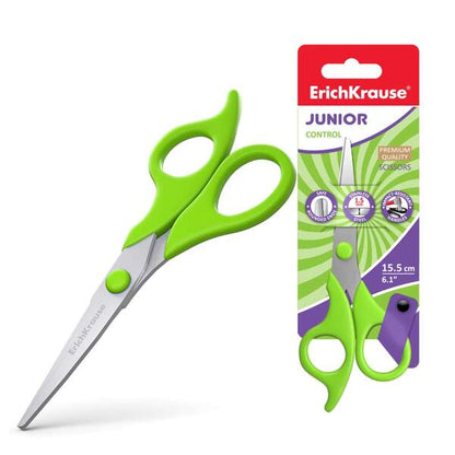 Erichkrause Tijeras Junior Control de Acero Inoxidable 15.5cm - Extremos Redondeados - Resistente a la Corrosion - Mangos Ergonomicos - Colores Aleatorios 1 pieza(s)