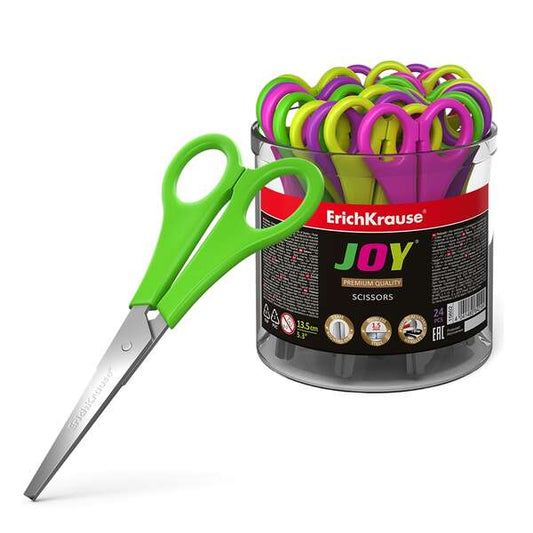 Erichkrause Joy Tijeras - Cuchillas de Acero Inoxidable de Alta Calidad - Extremos Redondeados Seguros - Resistente a La Corrosion - Mangos de Plastico Resistente a los Golpes - Color Negro 24 pieza(s)