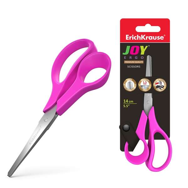 Erichkrause Joy Ergo Tijeras de Acero Inoxidable 14cm - Extremos Redondeados - Resistente a la Corrosion - Mangos Ergonomicos - Colores Aleatorios Surtidos 1 pieza(s)