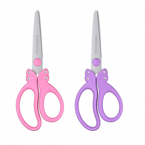 Erichkrause Glance Tijeras con Cuchillas de Acero Inoxidable 15cm - Extremos Redondeados - Mangos Ergonomicos - Colores Aleatorios Rosa y Morado 1 pieza(s)