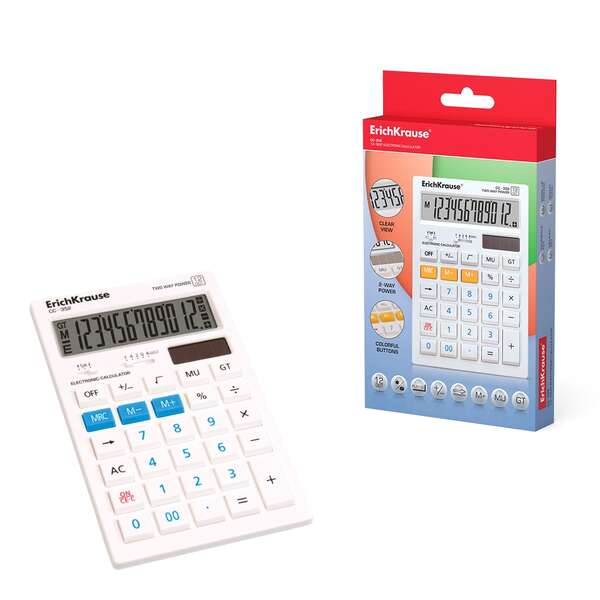 ErichKrause Cc-352 Calculadora Electronica de 12 Digitos - Pantalla LCD - Funciones Matematicas Basicas - Memoria - Energia Solar - Color Variado 1 pieza(s)