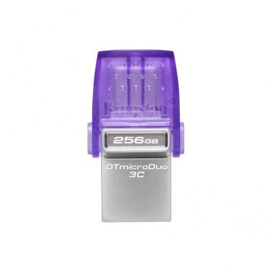 Kingston Technology - DataTraveler microDuo 3C unidad flash USB 256 GB USB Type-A / USB Type-C 3.2 Gen 1 (3.1 Gen 1) Acero inoxidable  Púrpura