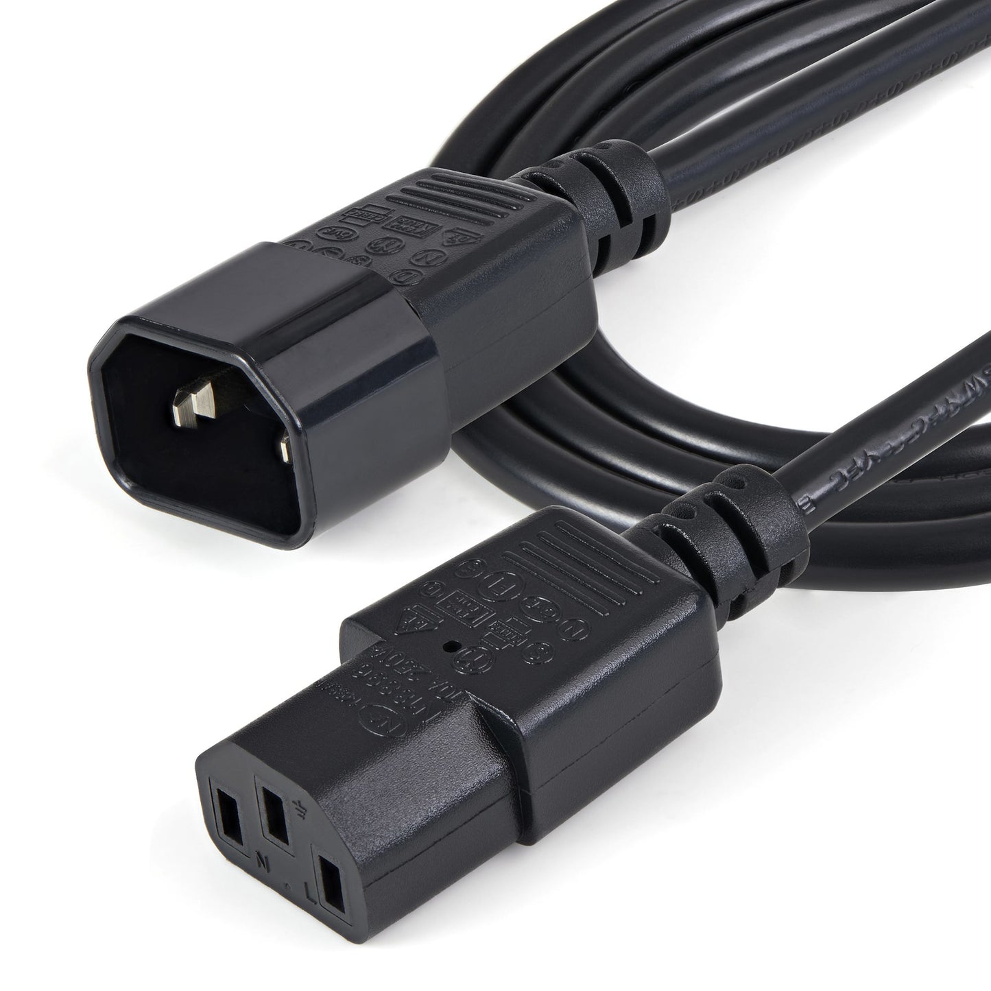 StarTech.com - Cable de 1m de Extensión de Alimentación  C14 a C13  10A 125V  18AWG  Alargador de Cable de Corriente de Ordenador  IEC-320-C14 a IEC-320-C13  para Fuente de Alimentación  UL