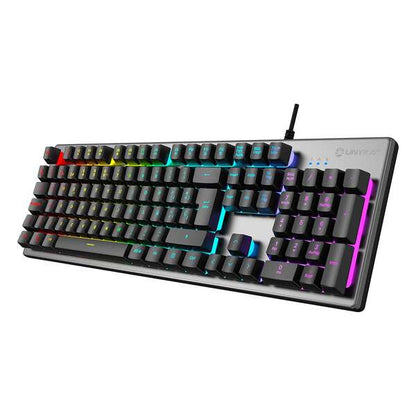 Unykach Nova K244 Teclado Gaming Multimedia 105 Teclas USB - Iluminacion FRGB -  Antighosting - Cable de 1.60m - Color Gris 1 pieza(s)