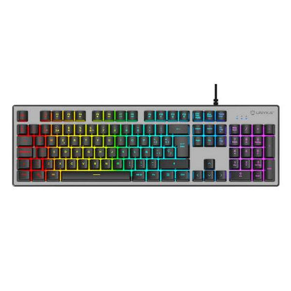 Unykach Nova K244 Teclado Gaming Multimedia 105 Teclas USB - Iluminacion FRGB -  Antighosting - Cable de 1.60m - Color Gris 1 pieza(s)