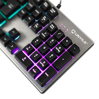 Unykach Nova K244 Teclado Gaming Multimedia 105 Teclas USB - Iluminacion FRGB -  Antighosting - Cable de 1.60m - Color Gris 1 pieza(s)