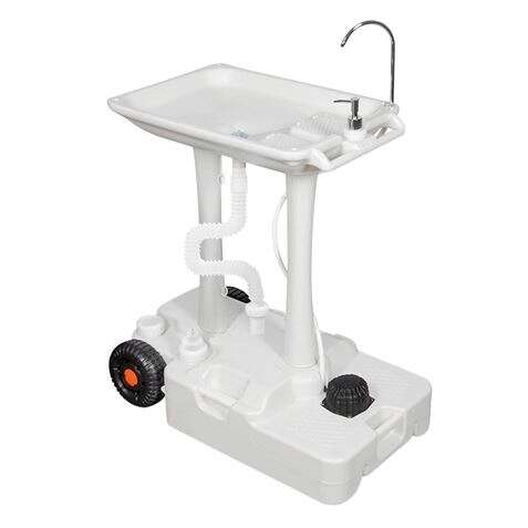 Muvip Carrito de Lavabo Portatil - Capacidad 30 Litros - Diseño de Montaje Rapido - Incorpora Colgador para Toalla - Color Blanco 1 pieza(s)