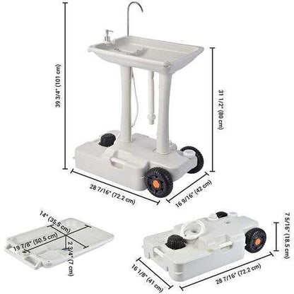 Muvip Carrito de Lavabo Portatil - Capacidad 30 Litros - Diseño de Montaje Rapido - Incorpora Colgador para Toalla - Color Blanco 1 pieza(s)