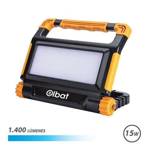 Elbat Foco Recargable 15W - Luz Fria, 6000K - 1400 Lumenes - Bateria 3.7V / 5000Mah - Recargable con Cable USB - Cable de Carga Tipo C Incluido - 4 Modos de Trabajo - Tiempo de Carga: 3-4 Horas - Indicador de Bateria - Puerto USB - IP54 1 pieza(s)