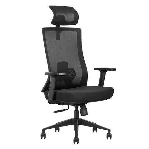 Cromad Senior SE7000 Silla de Oficina - Reposacabezas, Asiento, Soporte Lumbar y Reposabrazos Ajustables - Bloqueo de la Parte Trasera - Reposacabezas y Respaldo de Malla - Color Negro 1 pieza(s)