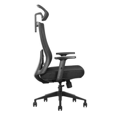 Cromad Senior SE7000 Silla de Oficina - Reposacabezas, Asiento, Soporte Lumbar y Reposabrazos Ajustables - Bloqueo de la Parte Trasera - Reposacabezas y Respaldo de Malla - Color Negro 1 pieza(s)