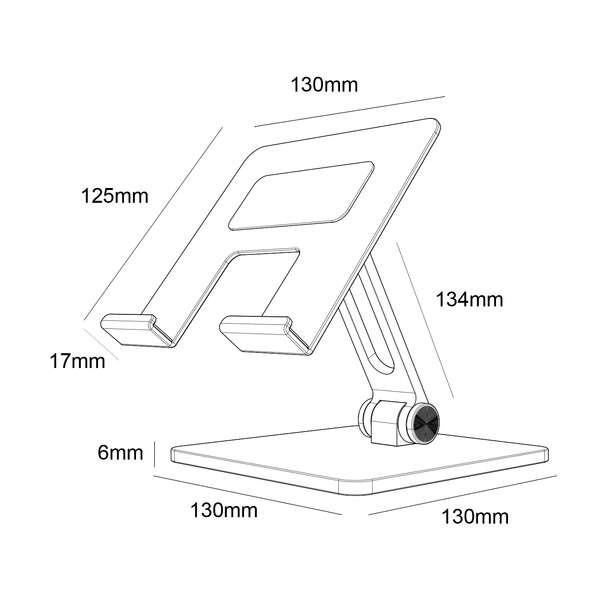 AISENS - Soporte de Sobremesa Tamaño XXL Ajustable (2 Pivotes) para Movil / Tablet  Gris