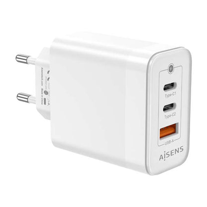 AISENS - Cargador Gan 65W  2xUSB-C PD3.0 QC4.0  1xUSB-A QC3.0  Blanco