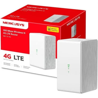 Mercusys Router Inalambrico 4G LTE 300Mbps - 2 Puertos 10/100Mbps - Color Blanco 1 pieza(s)