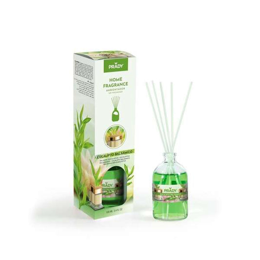 Prady Ambientador Mikado Eucalipto Balsamico - Frasco de Cristal 100ml y Varitas Difusoras 1 pieza(s)