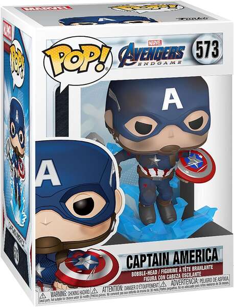 Funko Pop Marvel Avengers Endgame Capitan America con Escudo Roto y Mjolnir - Figura de Vinilo - Altura 9cm aprox. 1 pieza(s)