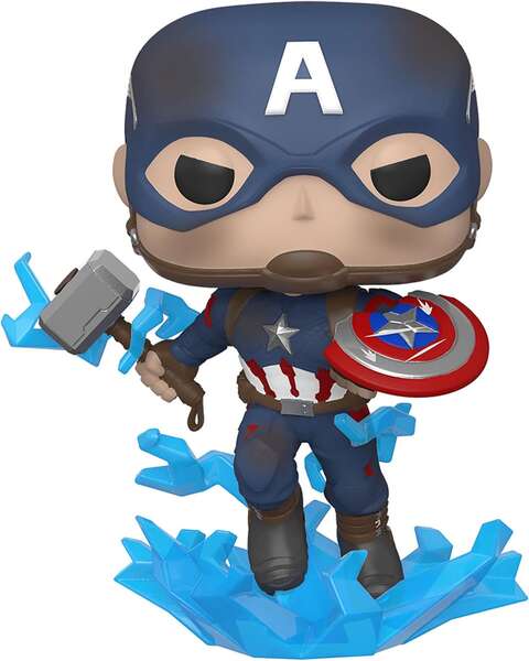 Funko Pop Marvel Avengers Endgame Capitan America con Escudo Roto y Mjolnir - Figura de Vinilo - Altura 9cm aprox. 1 pieza(s)