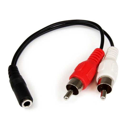 StarTech.com - Cable Adaptador de 15cm de Audio Estéreo Mini Jack de 3 5mm Hembra a 2x RCA Macho