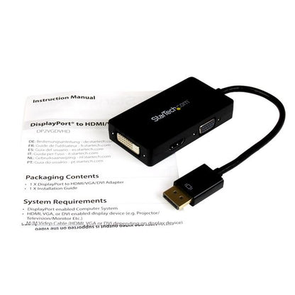 StarTech.com - Adaptador Conversor DisplayPort a VGA DVI o HDMI - Convertidor A/V 3 en 1 para viajes