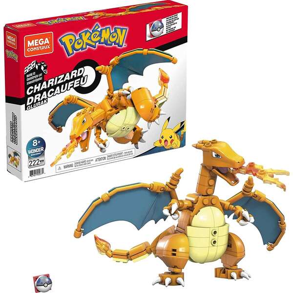 Mattel Mega Construx Wonder Builders Pokemon Charizard - Figura de Construccion - Tamaño 10cm - 222 Piezas 1 pieza(s)