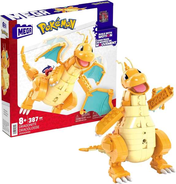 Mattel Mega Construx Wonder Builders Pokemon Dragonite - Figura de Construccion - Tamaño 19cm aprox. - 387 Piezas 1 pieza(s)