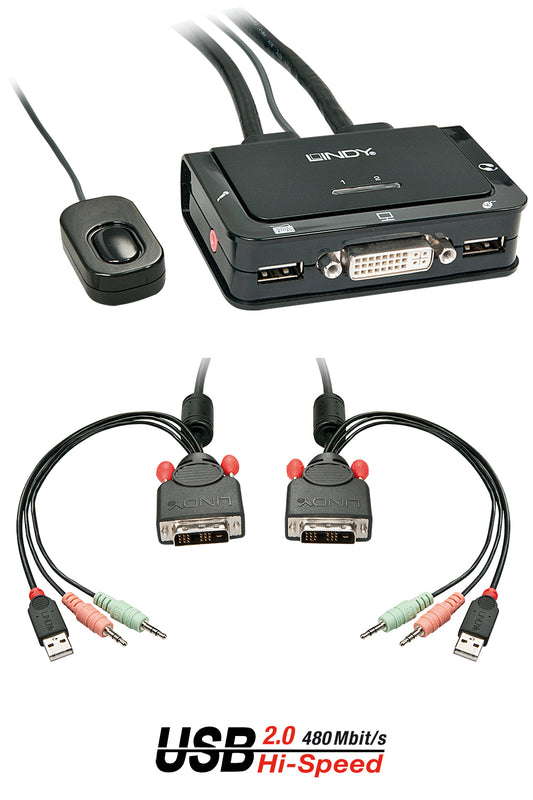 Lindy - 42341 interruptor KVM Negro