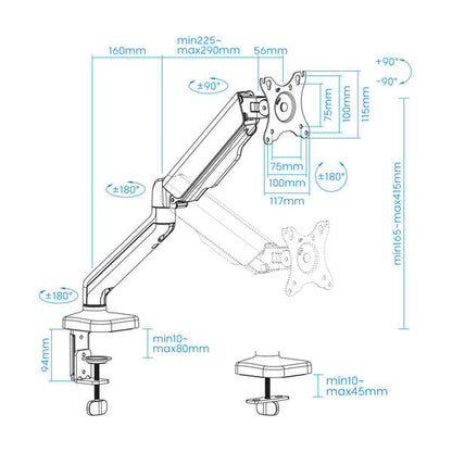 TooQ - Soporte de Mesa para Pantalla 17"-32"  Negro