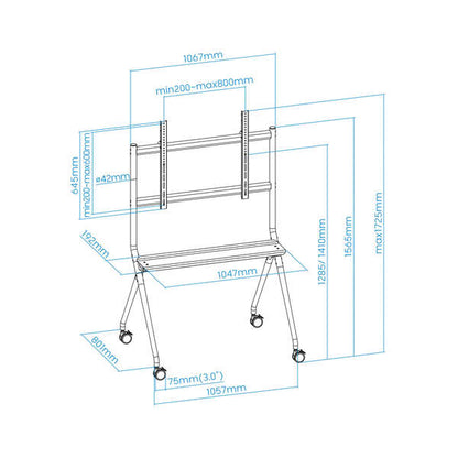 TooQ - iSTAND Soporte de Suelo con Ruedas para Pantallas 50"- 86"  Gris