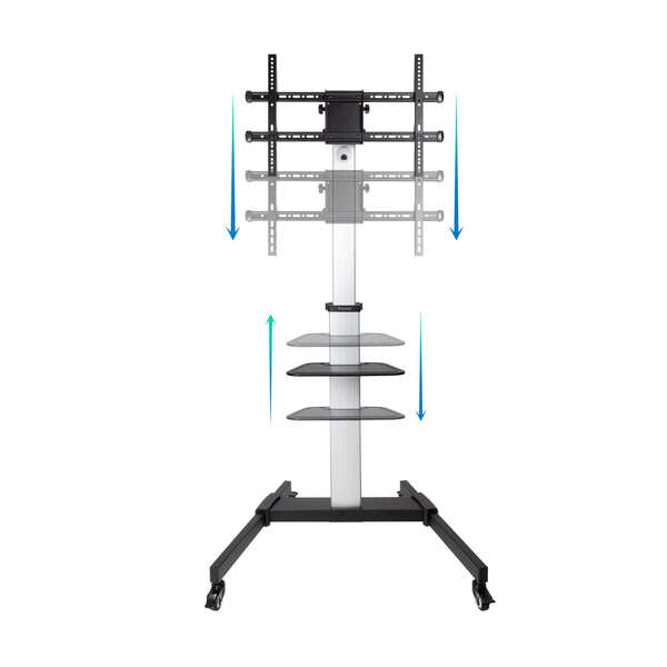 TooQ - Hera Soporte de Suelo de Aluminio con Ruedas para Pantalla 37"-86"