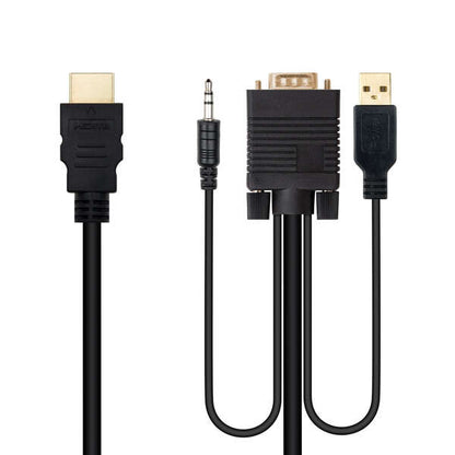 Nanocable - Cable Conversor HDMI a VGA+Audio+USB  1.8 m  Negro