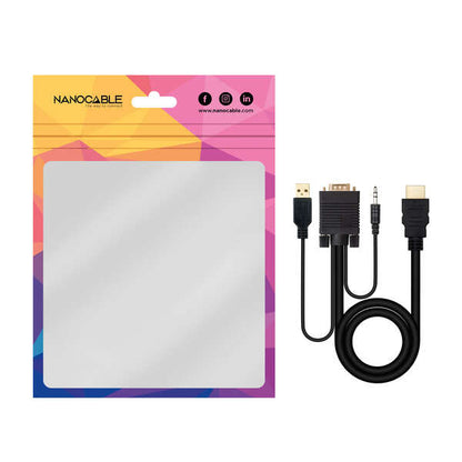 Nanocable - Cable Conversor HDMI a VGA+Audio+USB  1.8 m  Negro