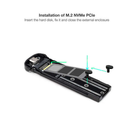 TooQ - Caja Externa para SSD M.2 NVMe  Negro