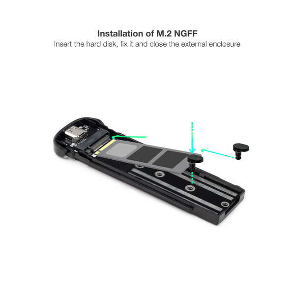 TooQ - Caja Externa para SSD M.2 NGFF  Marrón