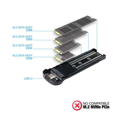 TooQ - Caja Externa para SSD M.2 NGFF  Marrón