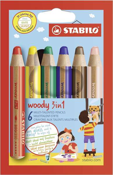 STABILO - Woody 3 in 1 Multicolor 6 pieza(s)