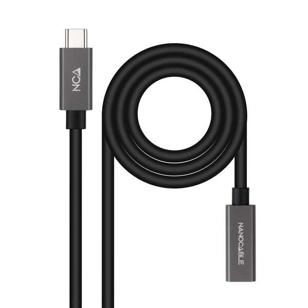 Nanocable - Cable Prolongador USB-C 3.2 Gen2x2 20Gbps 3A  4K/60Hz  USB-C/M-USB-C/H  Negro  1 m