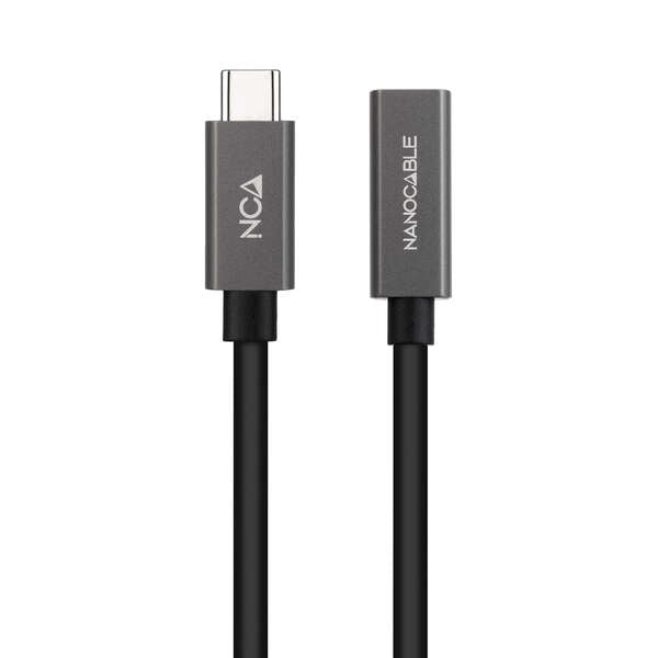 Nanocable - Cable Prolongador USB-C 3.2 Gen2x2 20Gbps 3A  4K/60Hz  USB-C/M-USB-C/H  Negro  1 m