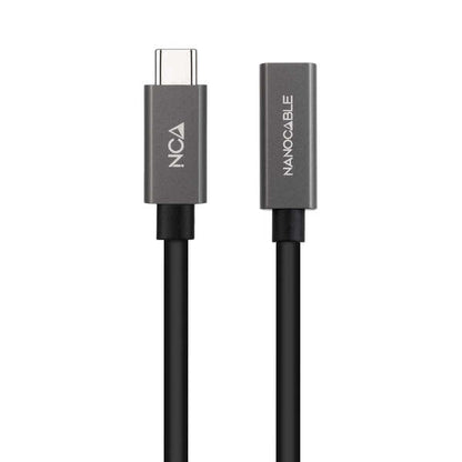 Nanocable - Cable Prolongador USB-C 3.2 Gen2x2 20Gbps 3A  4K/60Hz  USB-C/M-USB-C/H  Negro  1 m